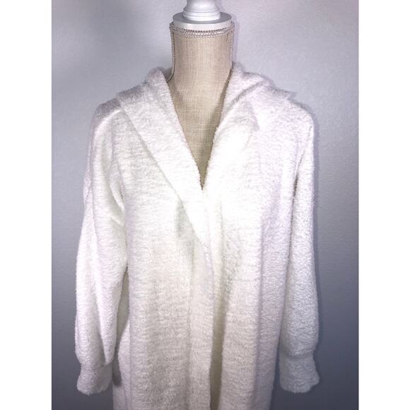 Culpos x INC Women's Open Front Hooded Long Lounge Cardigan in White - M - Picture 3 of 6